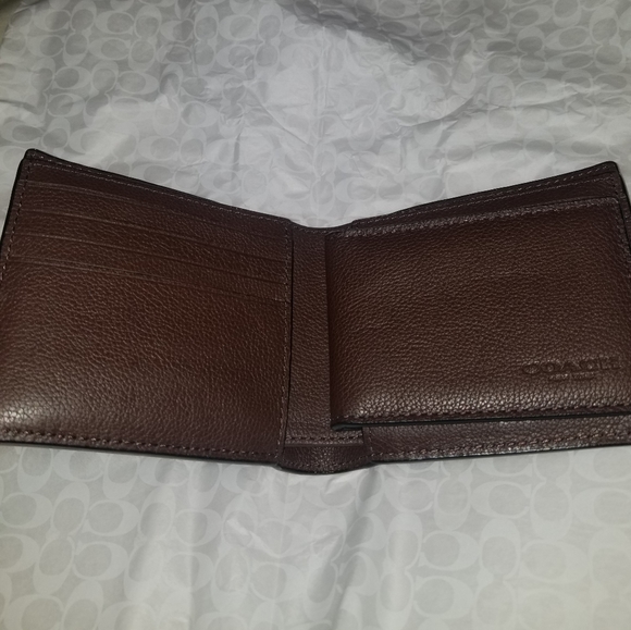 Coach men's brown leather 3 in 1 bi-fold wallet - Picture 3 of 4